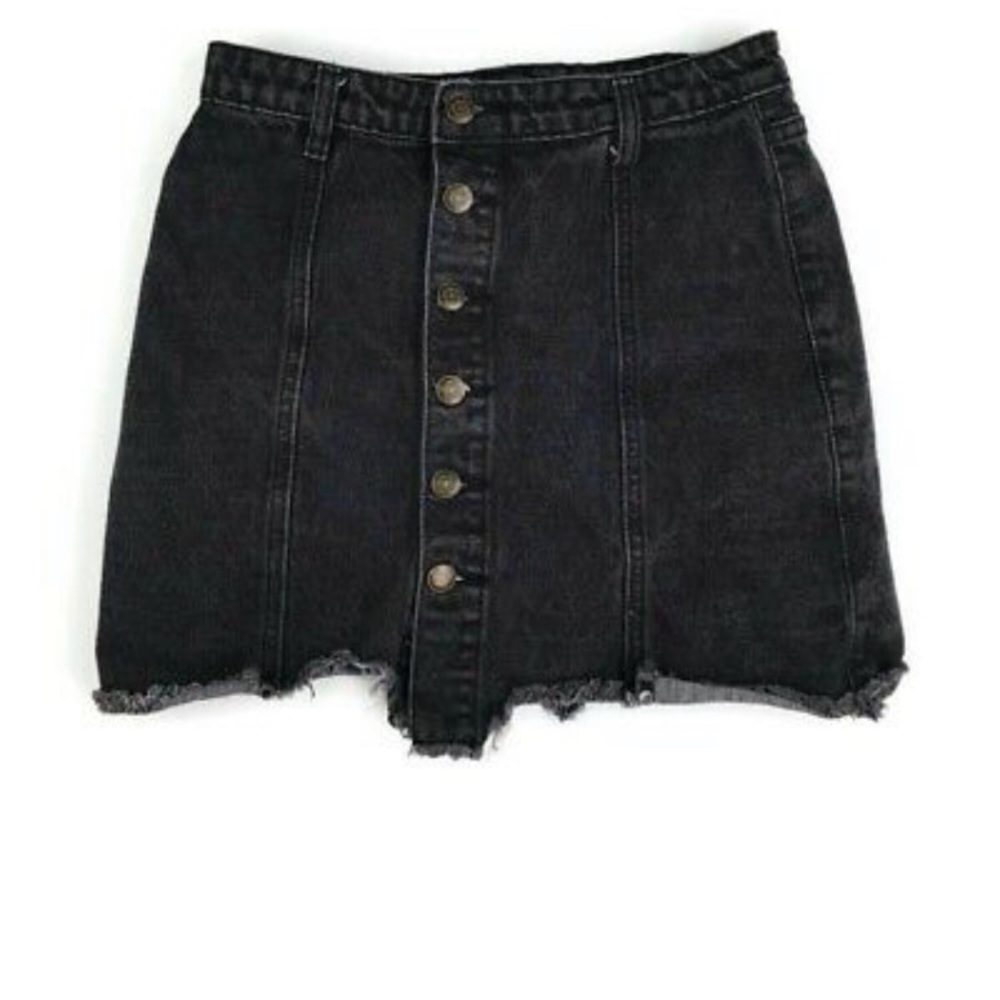 Sadie and Sage frayed Black Cotton Jean skirt sz S - Picture 1 of 5